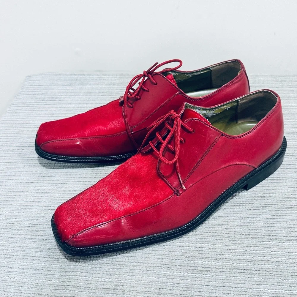 MARCO VICCI ‎ Red Leather Lace Up Men’s Size 10,5 M Dress Shoe